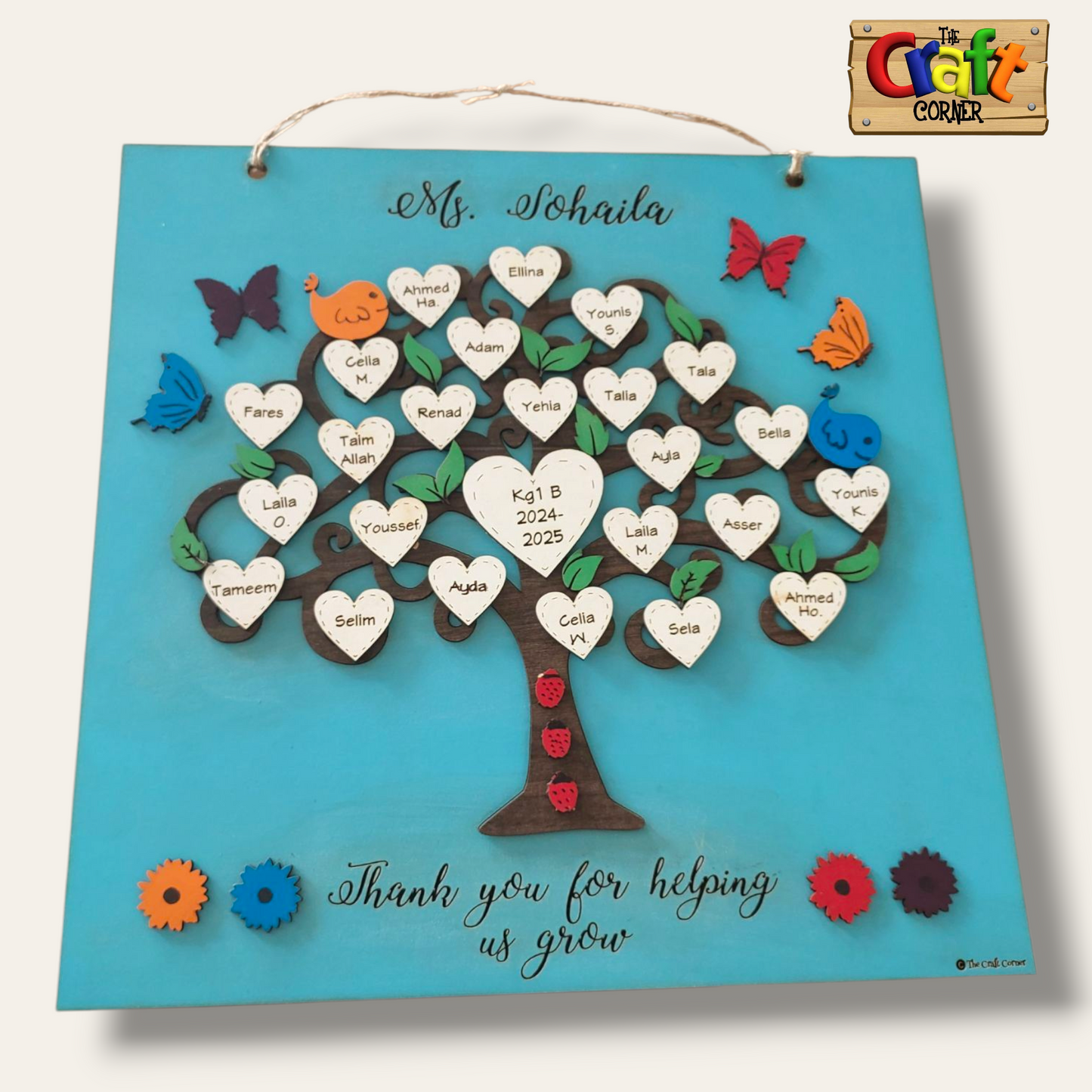 Board: Wooden tree board with hearts