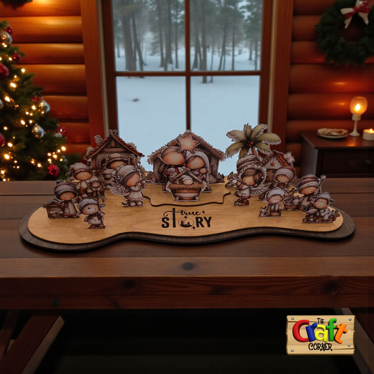 Nativity Scene: Whimsical wooden stand