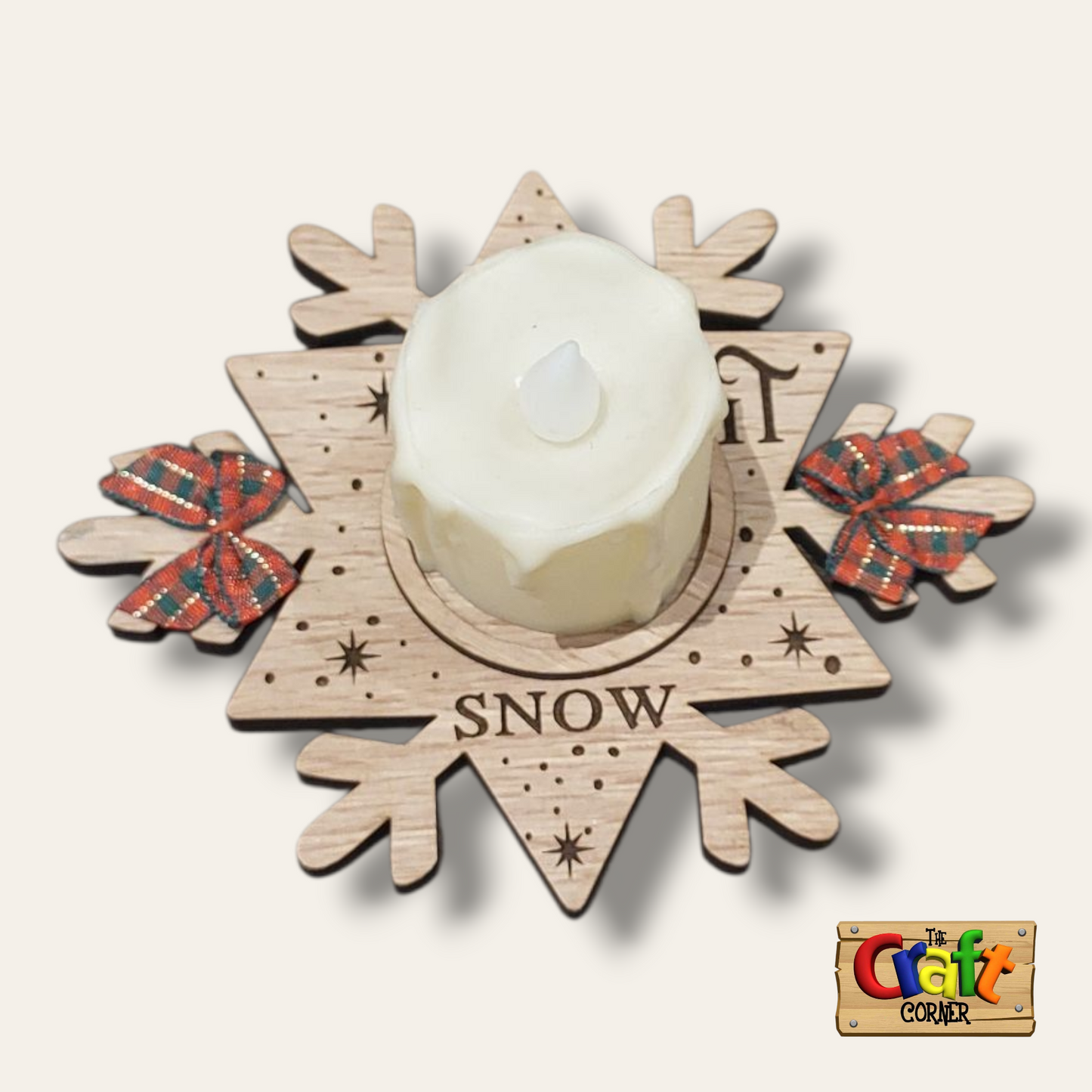 Candle holder: Wooden snowflake