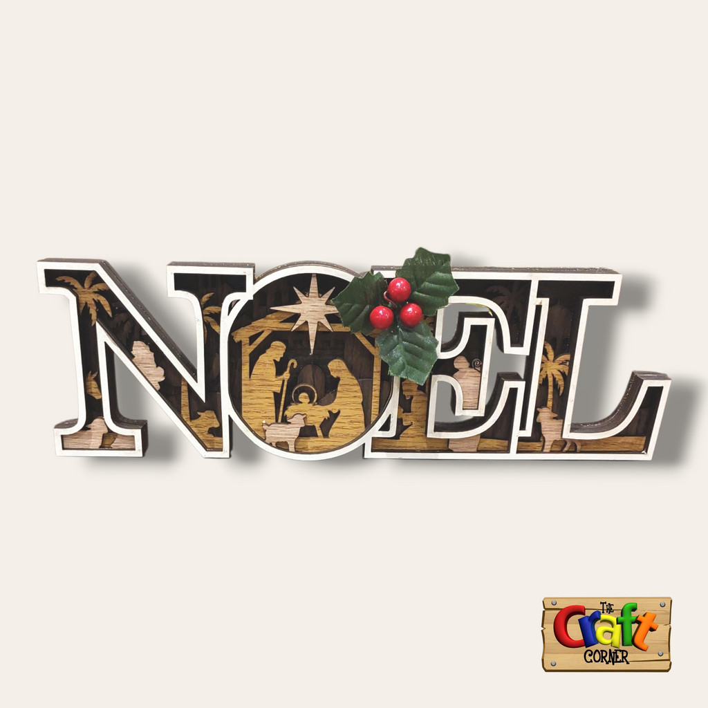 Wooden Christmas layered NOEL stand
