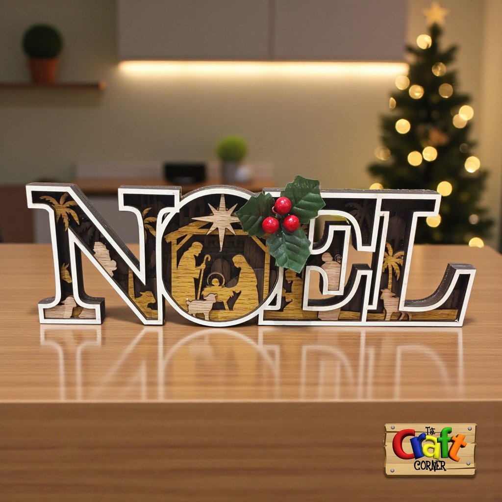 Wooden Christmas layered NOEL stand