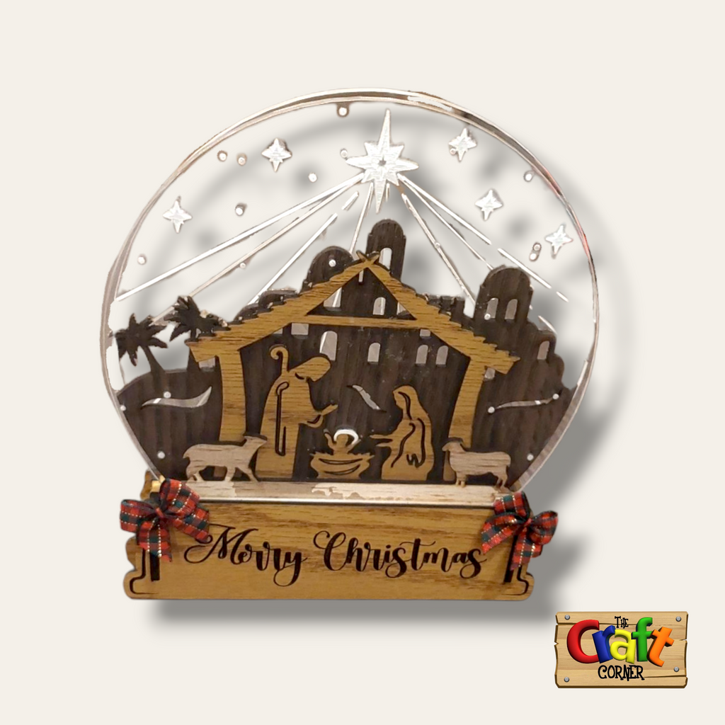 Nativity Scene: Layered wood and acrylic stand