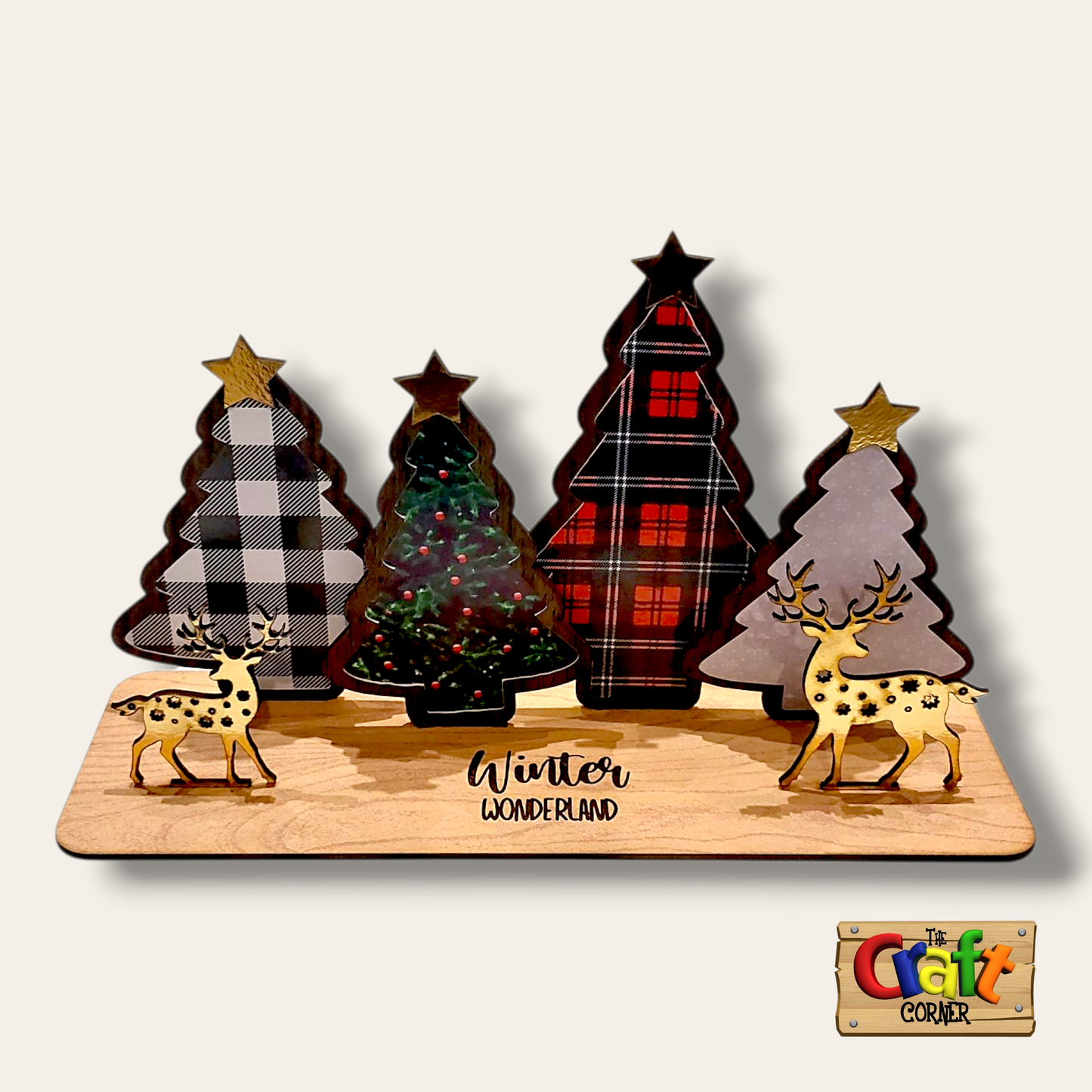Christmas tree: Plaid printed 3D Christmas tree stand