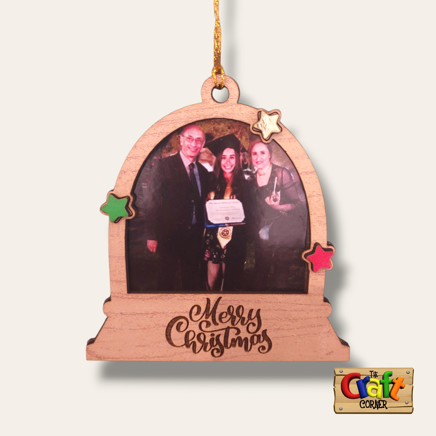 Ornament: Personalized Picture frame Wooden dome