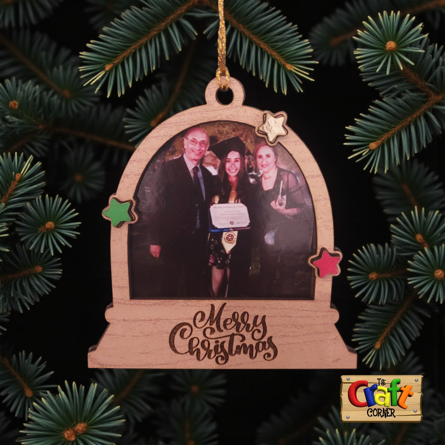 Ornament: Personalized Picture frame Wooden dome