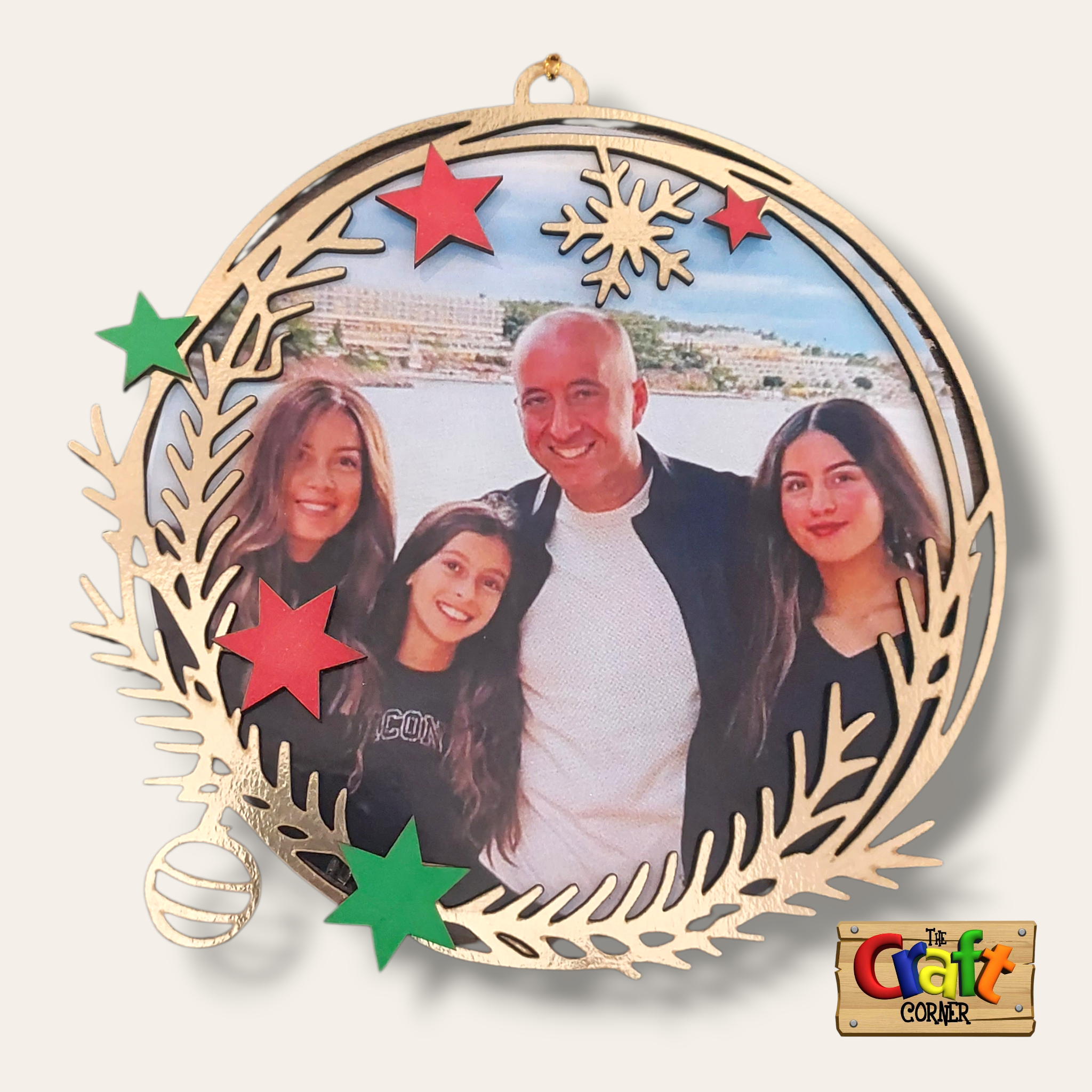 Ornament/Frame: Personalized Picture frame Christmas wreath