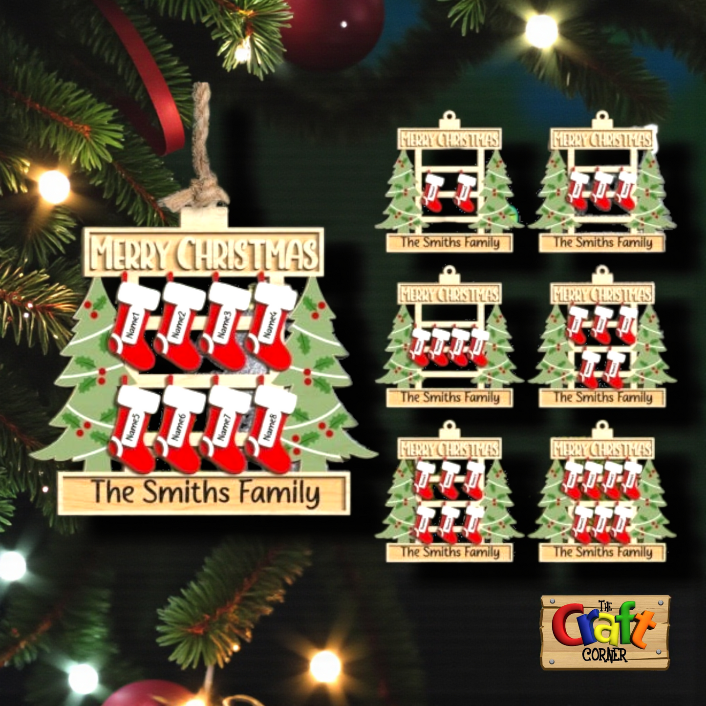 Ornament/Wall decor: Family personalized Stockings ornament