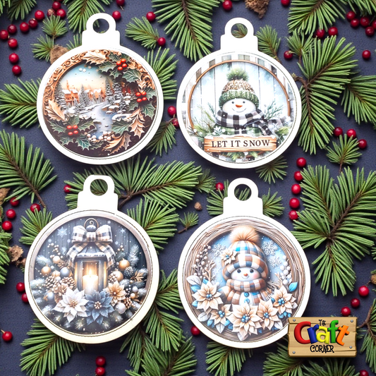 Ornament: Wooden vintage (2D) (Snowman)