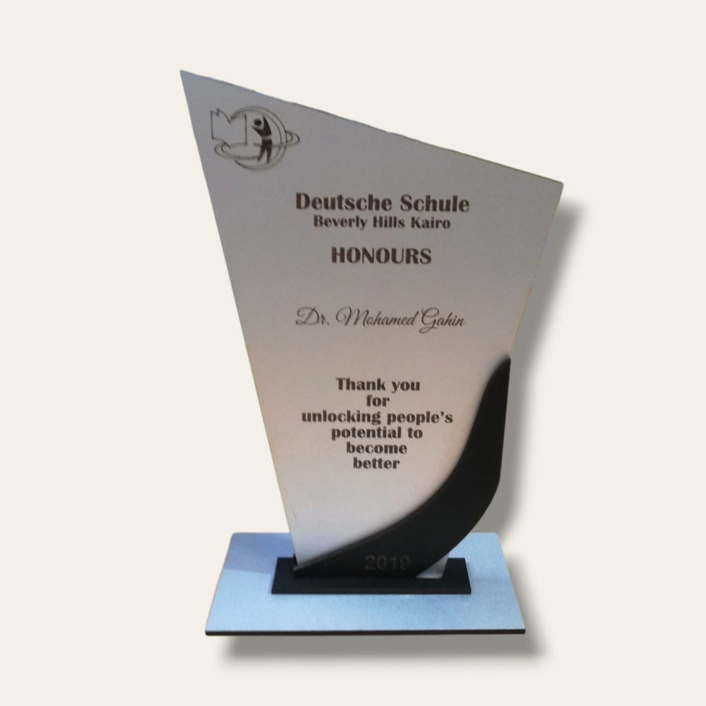 Acylic and wood trophy stand