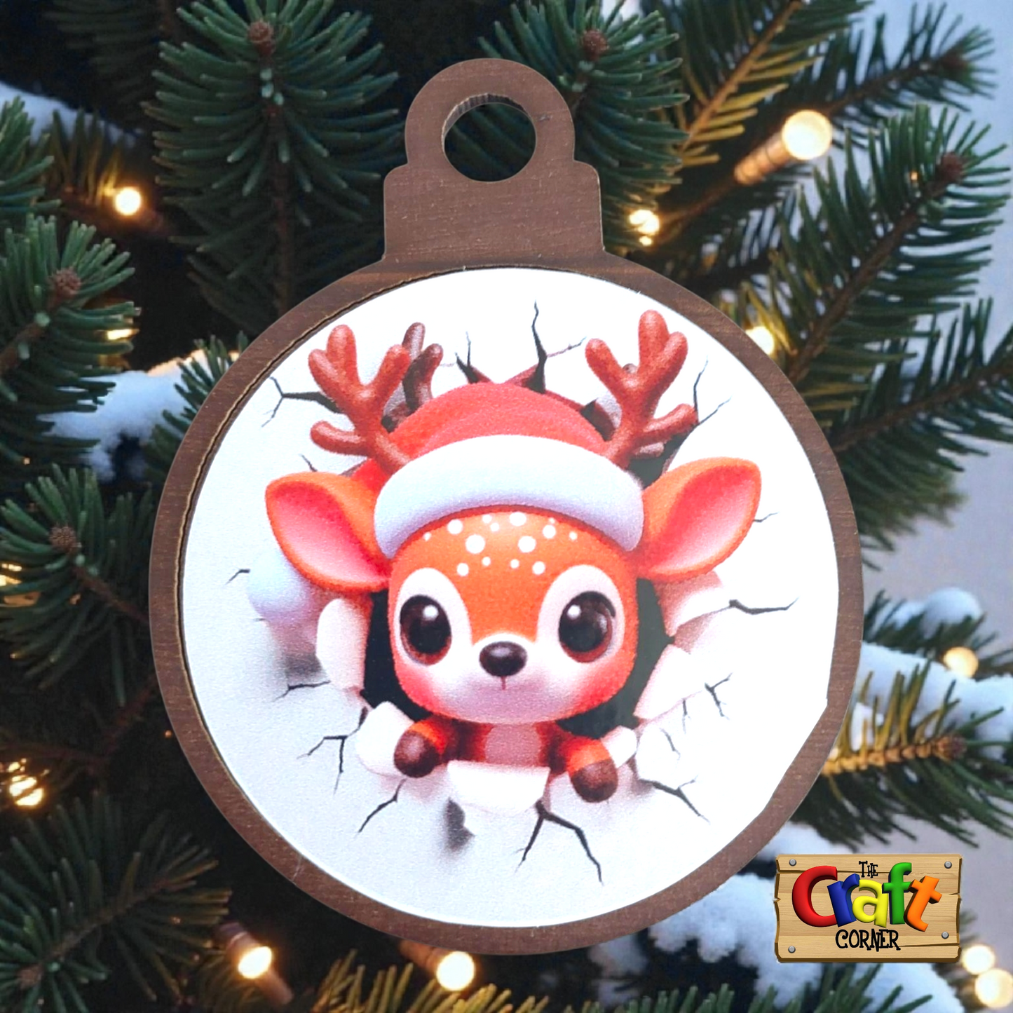 Ornament: Peek-a-boo double sided (Reindeer)