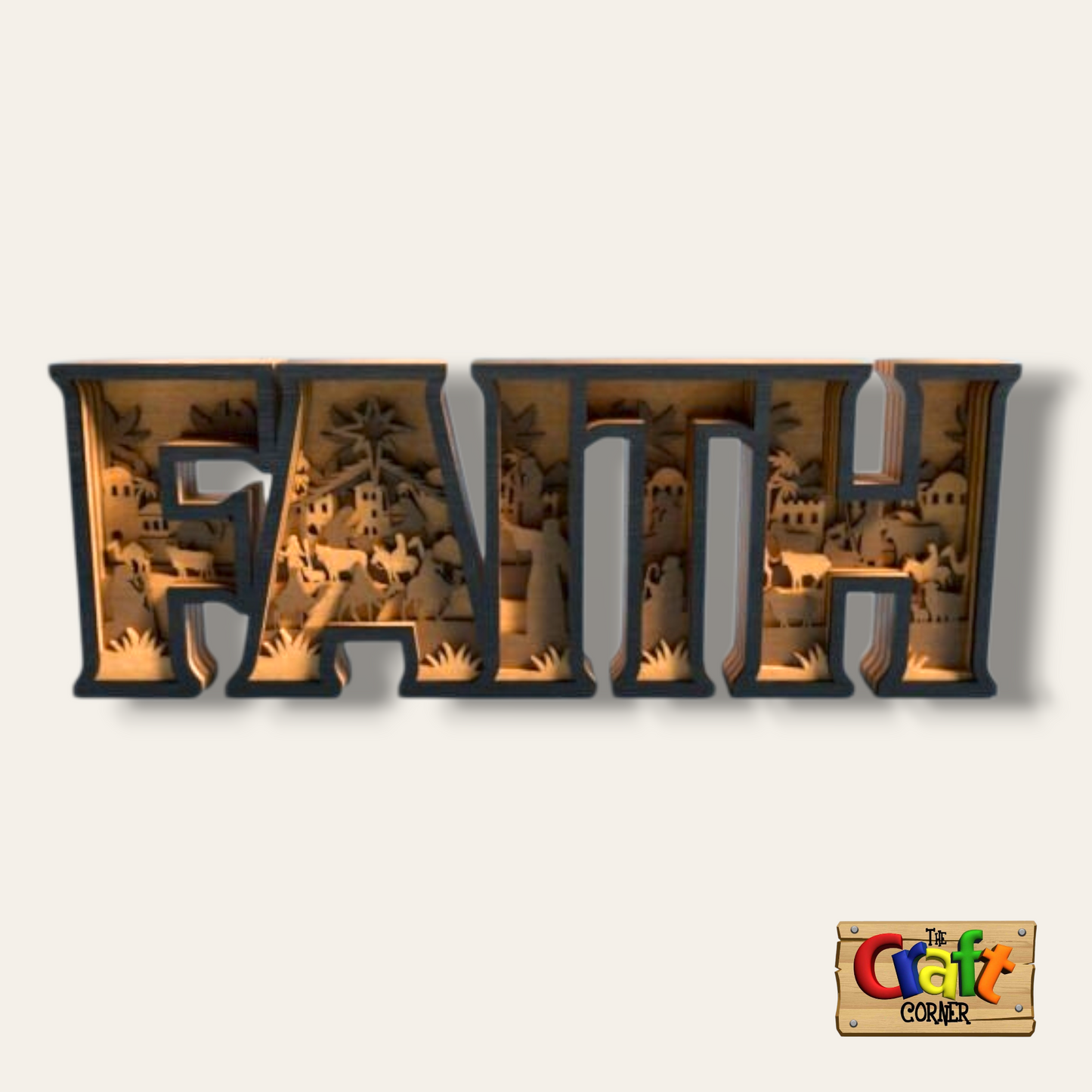 Wooden Christmas layered FAITH stand