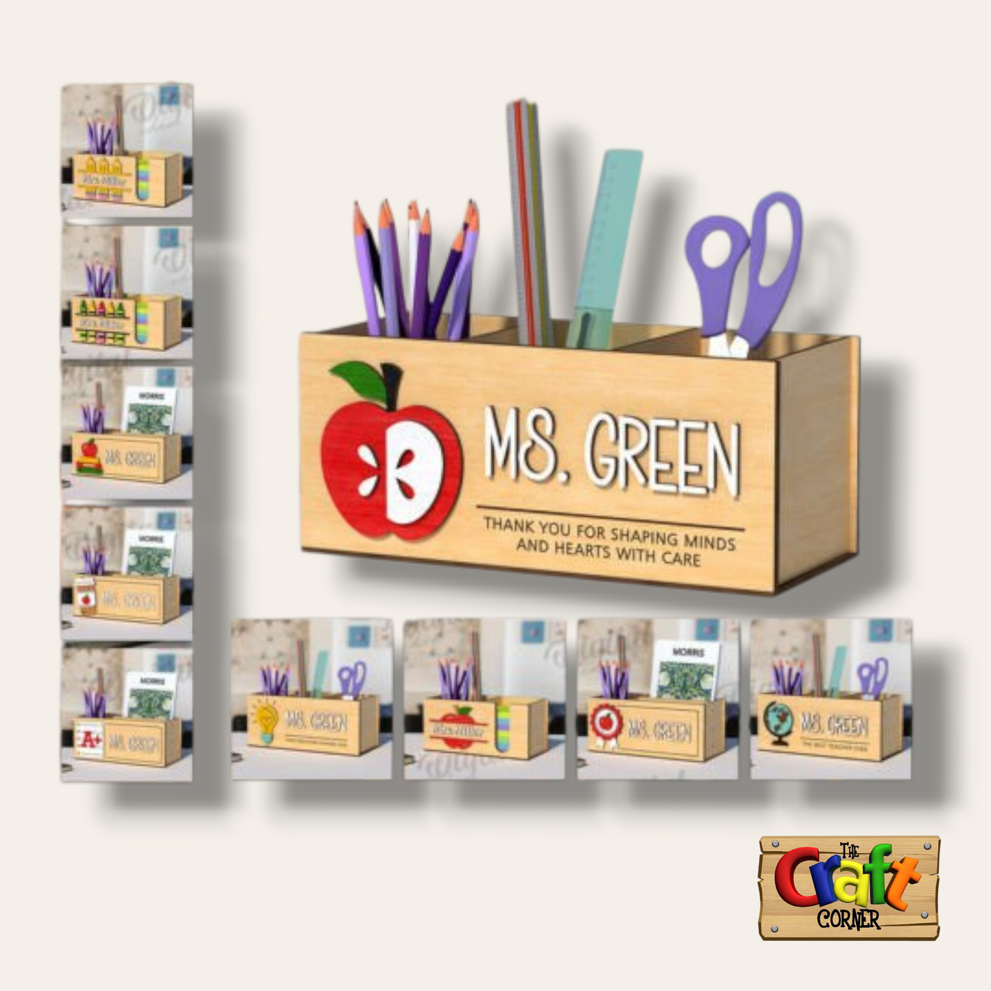 Box: 3D teacher pencil holder (9 different designs)