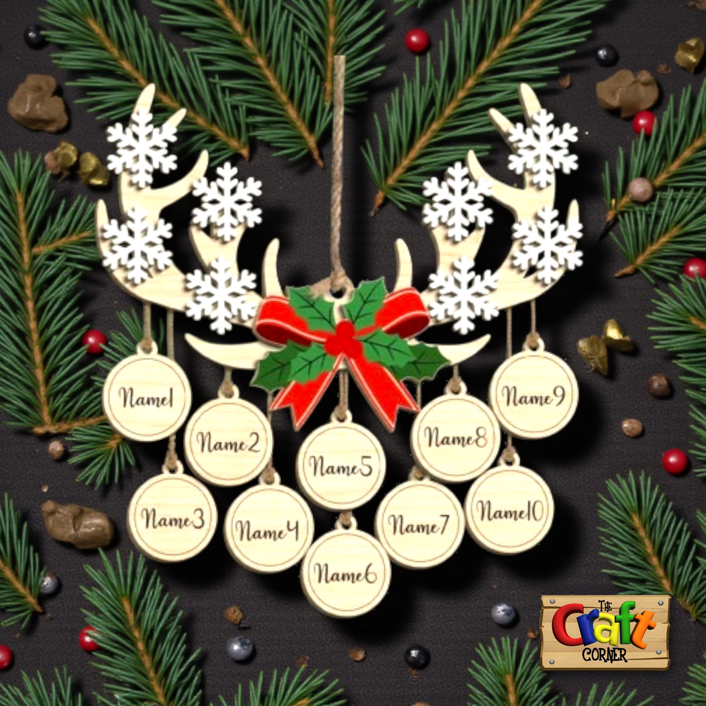 Ornament/Wall decor: Family personalized deer antlers