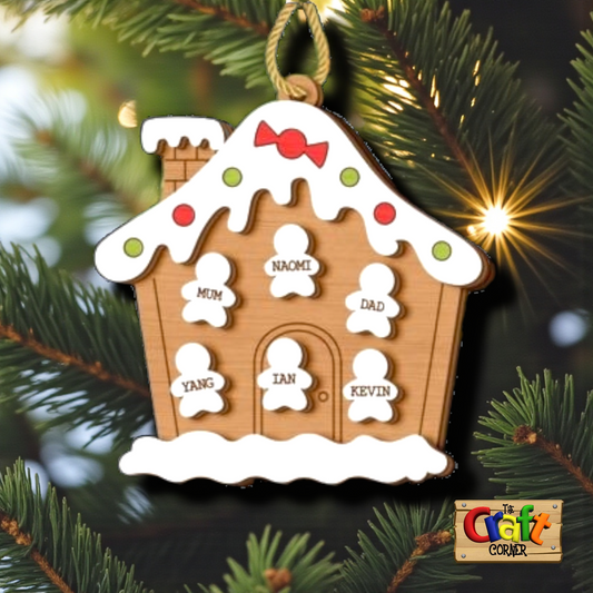 Ornament/wall decor: Family personalized gingerbread house