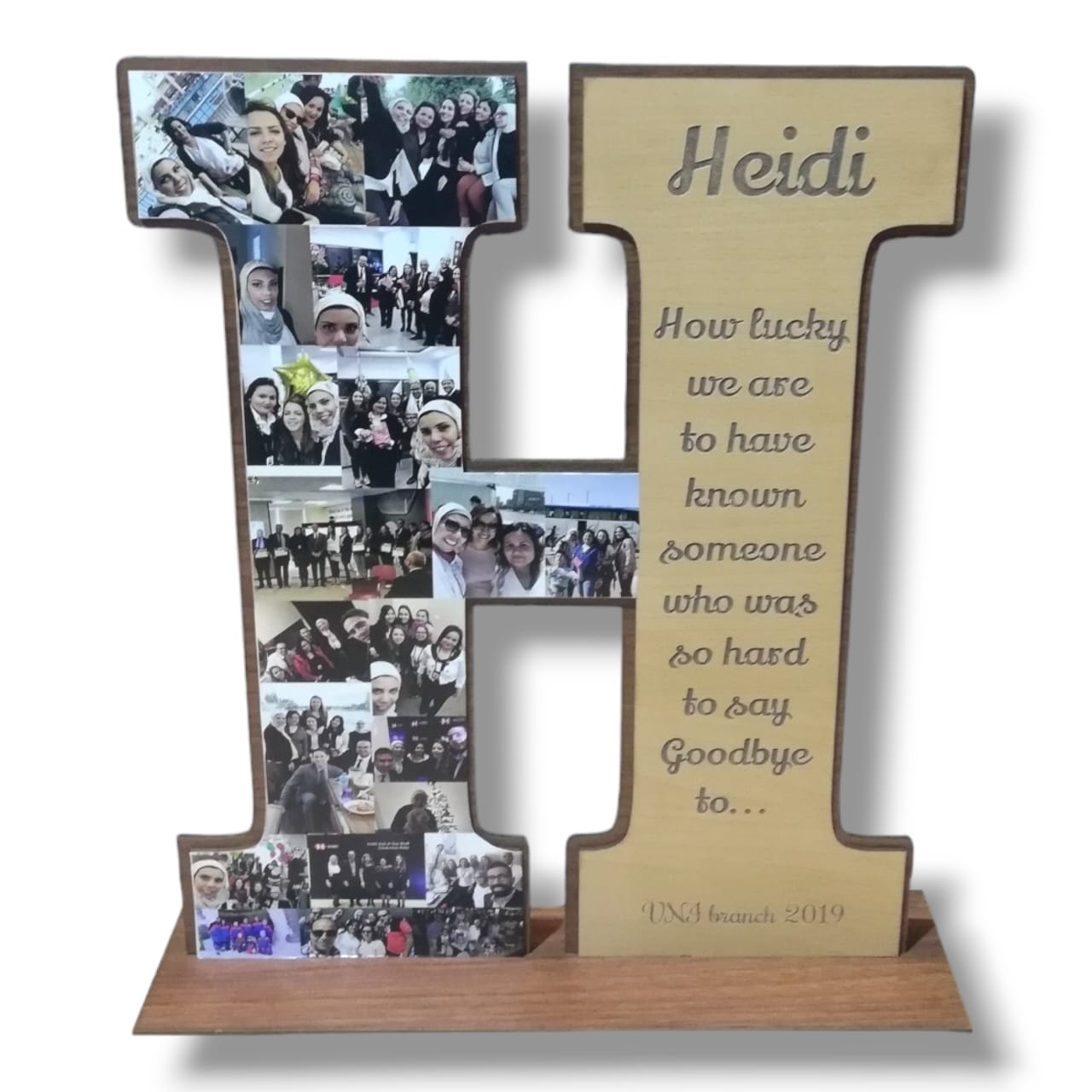 Personalized intial stand with pictures