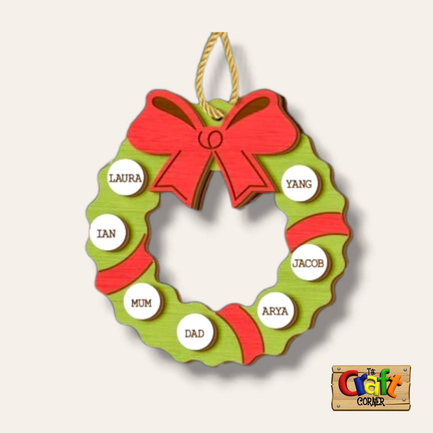 Ornament : Family personalized christmas wreath
