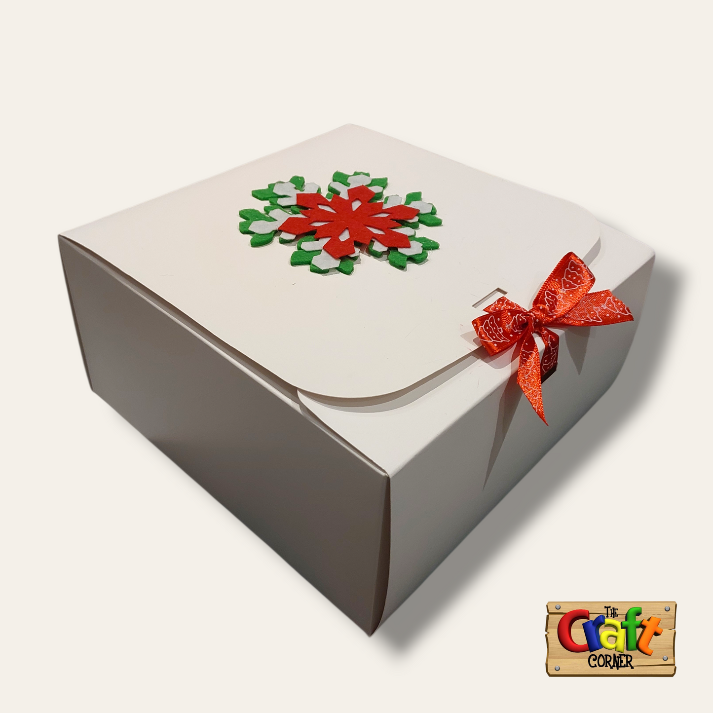 Christmas gift box (white snowflake)