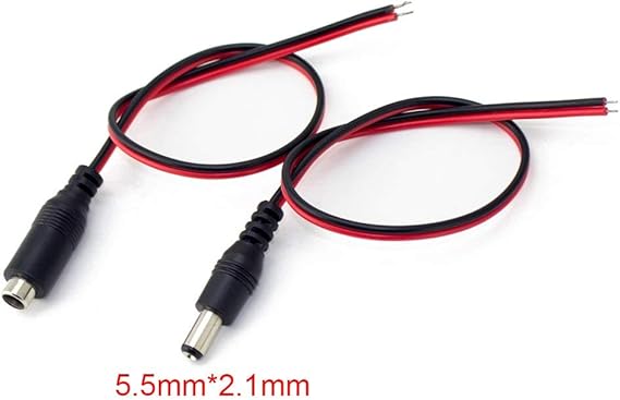 DC Power Cable 12V 5A Plugs Male Female Connectors