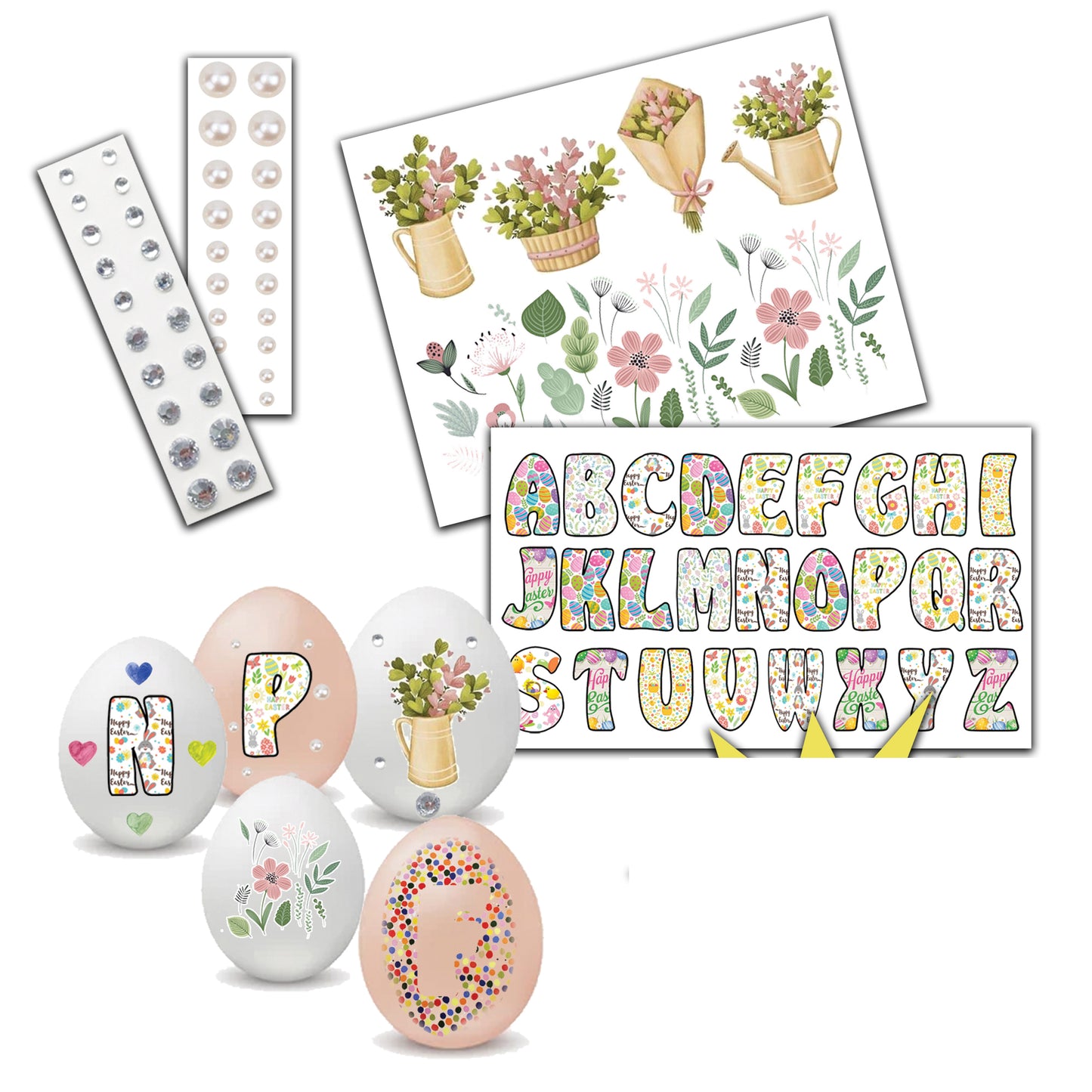 Egg colouring kit 4 (Flowers & letters kit)