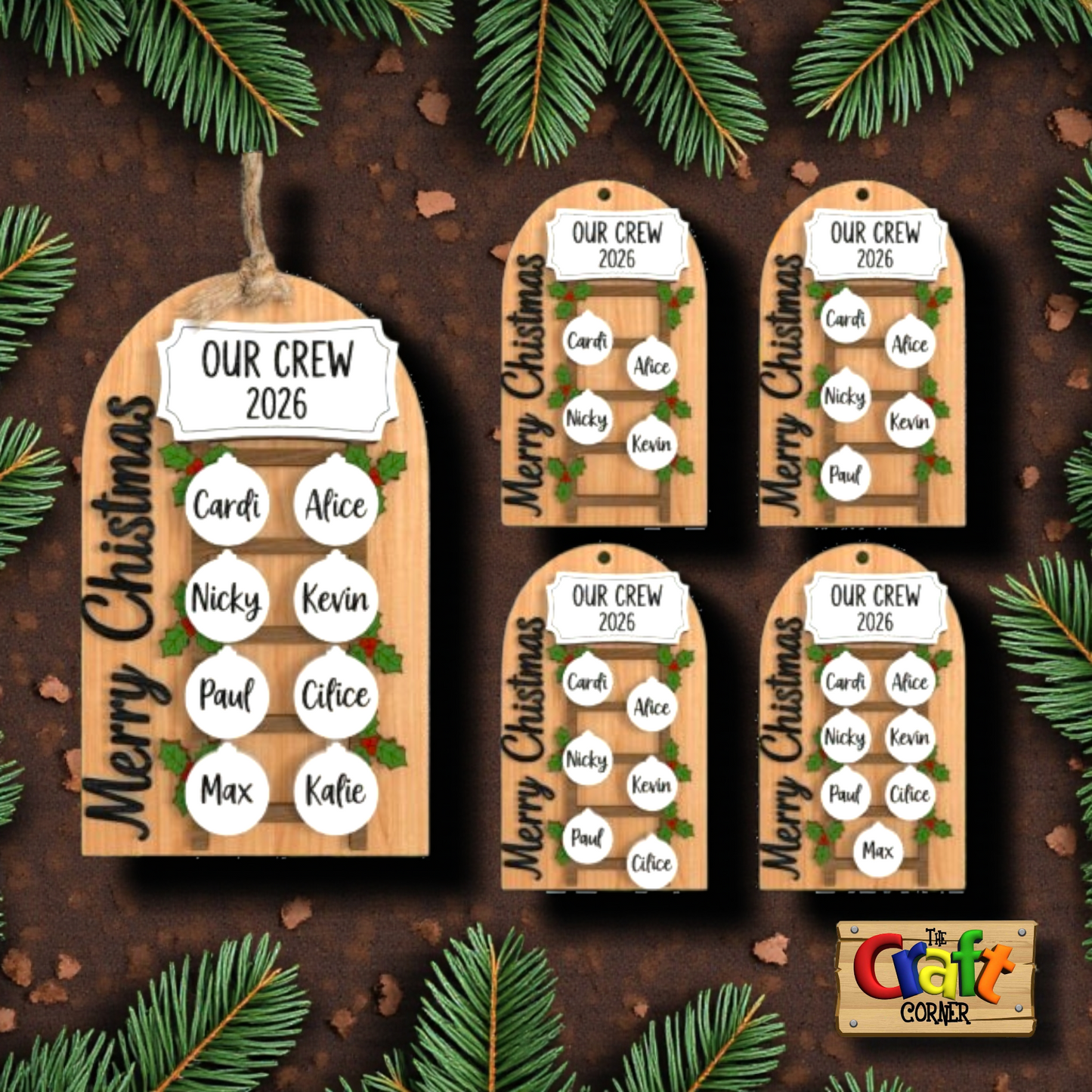 Ornament/wall decor: Family personalized Crew ornament