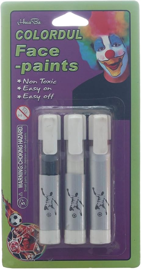 Face painting pens (white, black and silver)