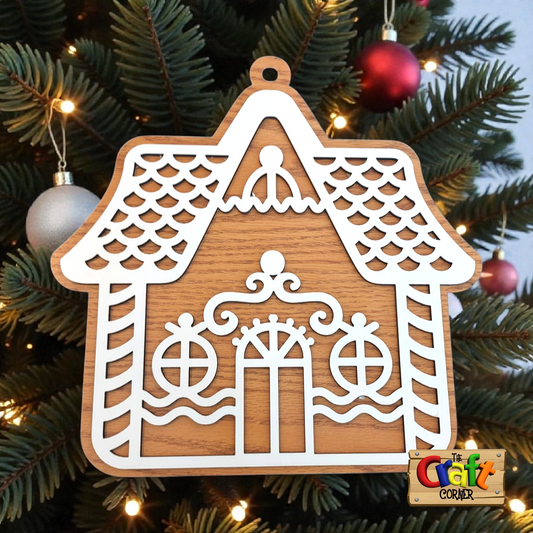Ornament: Personalized layered gingerbread house ornament 3