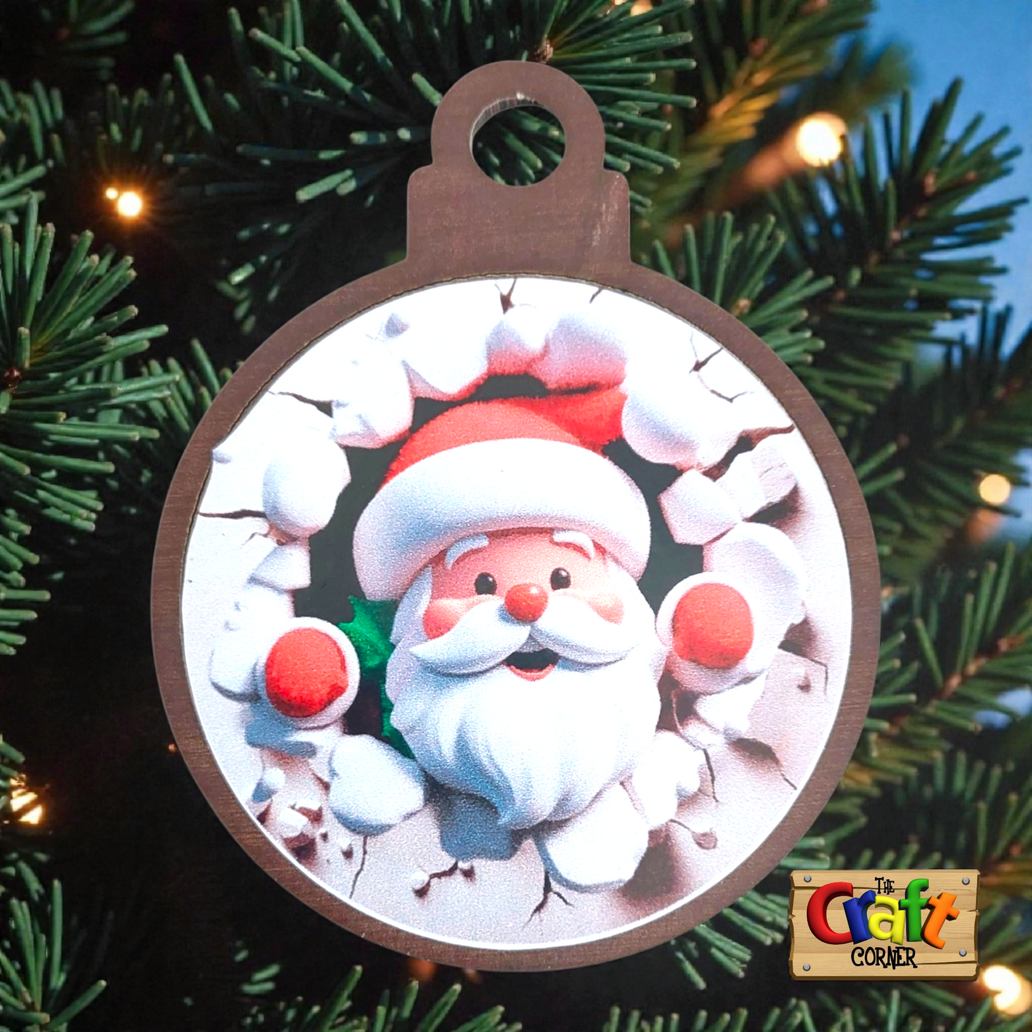 Ornament: Peek-a-boo double sided (Santa)