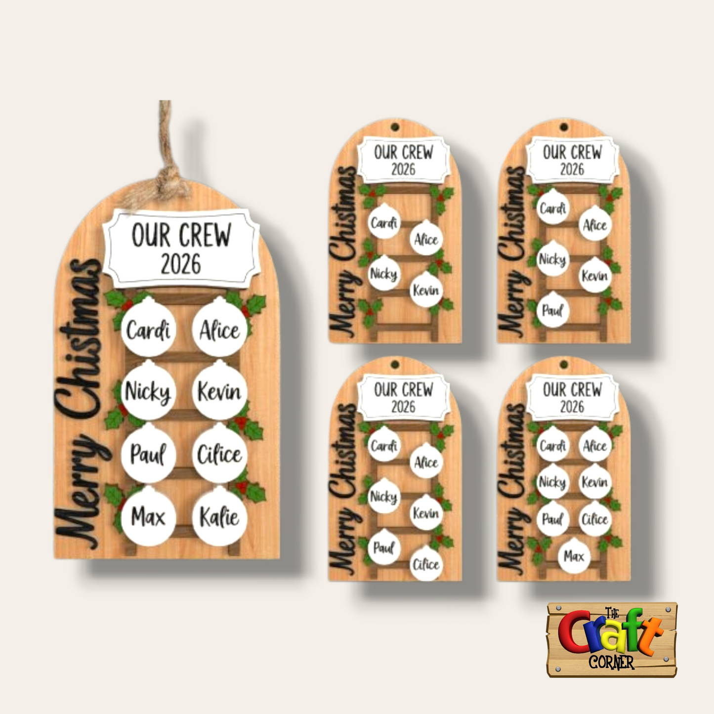 Ornament/wall decor: Family personalized Crew ornament