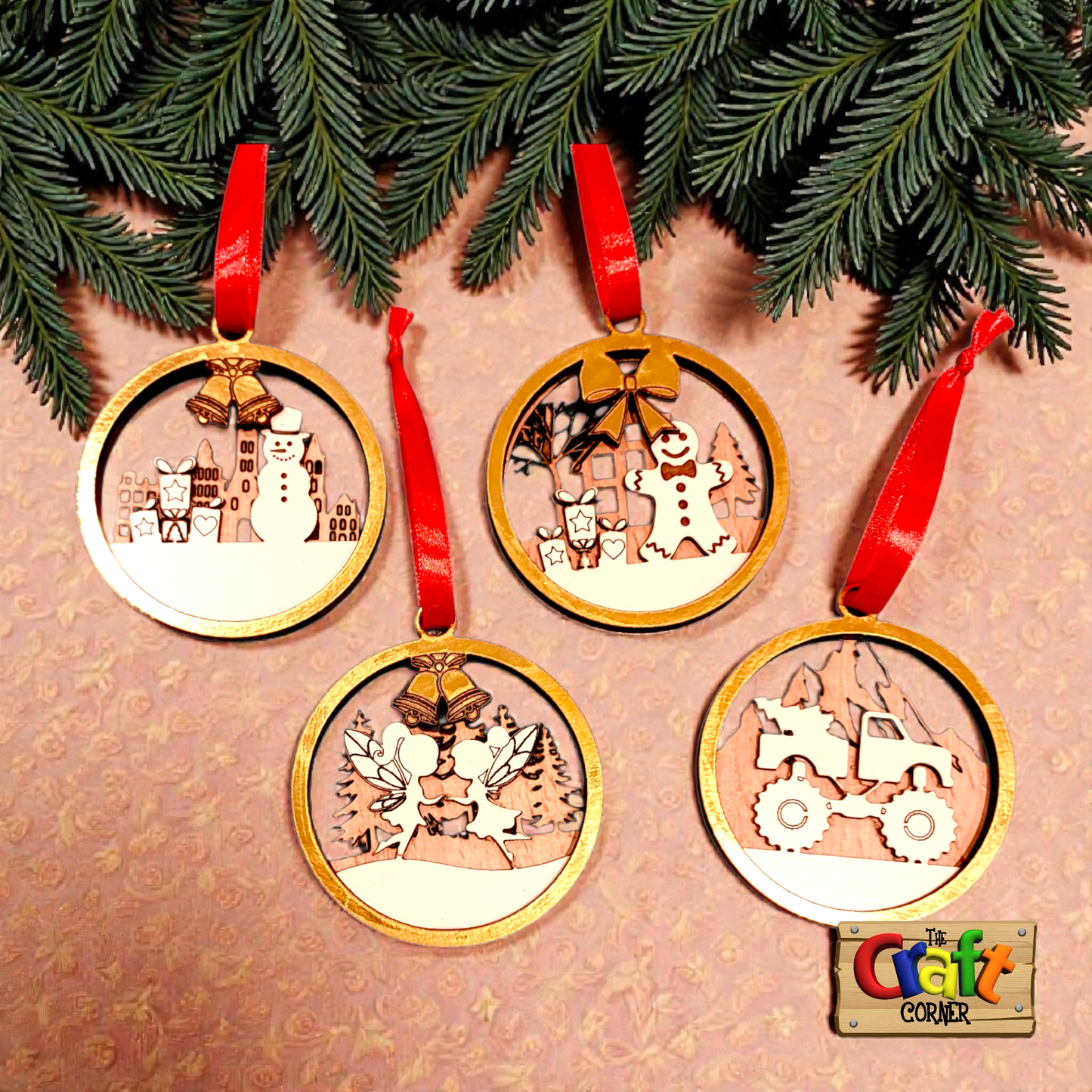 Ornament: Layered wooden ornaments