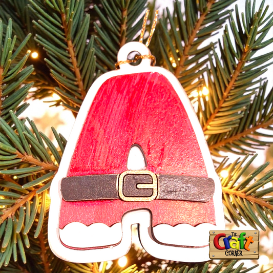 Ornament: Personalized wooden initial ornament (santa suit)