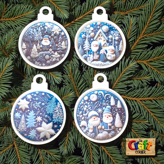 Ornament: Wooden vintage (2D) (blue)