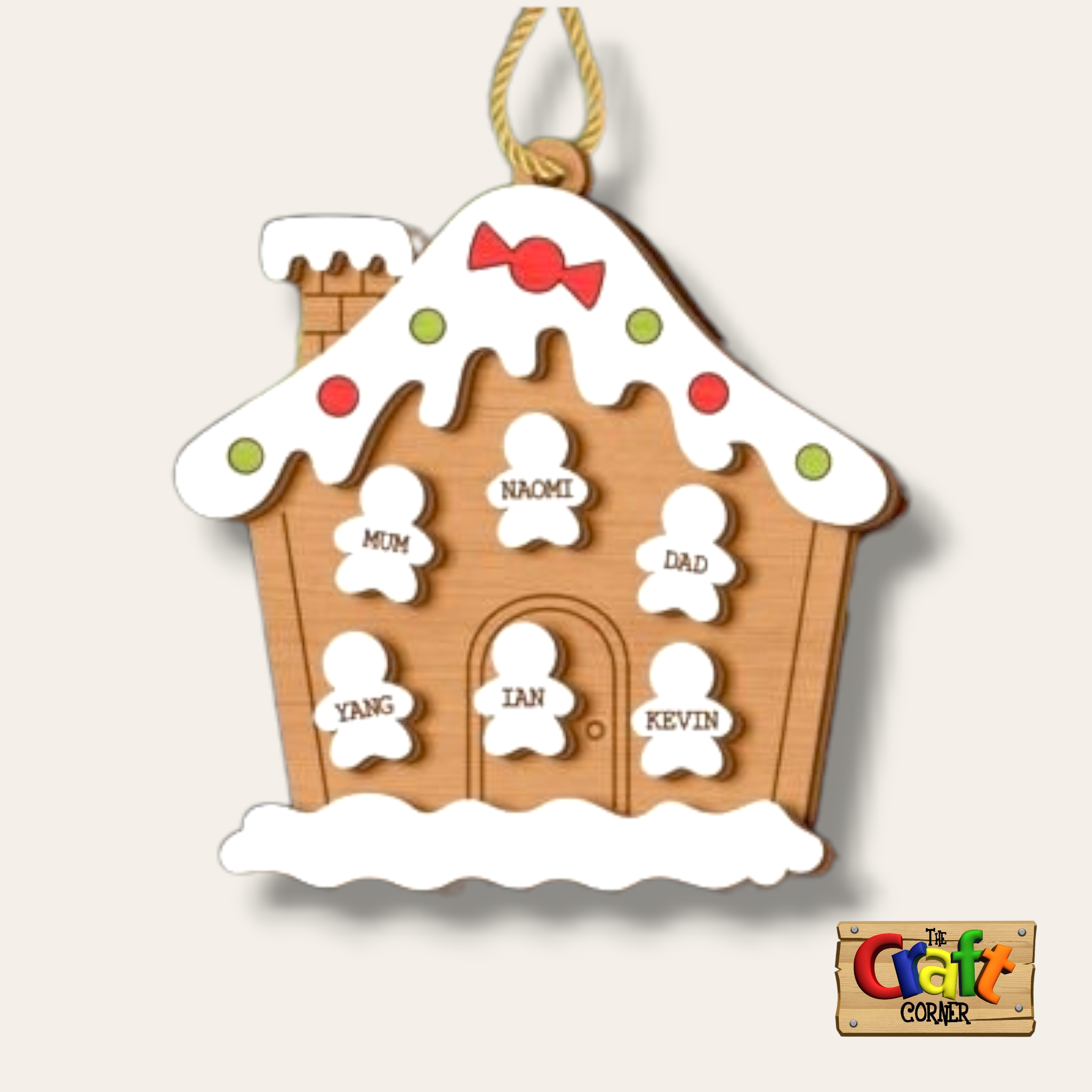 Ornament : Family personalized gingerbread house