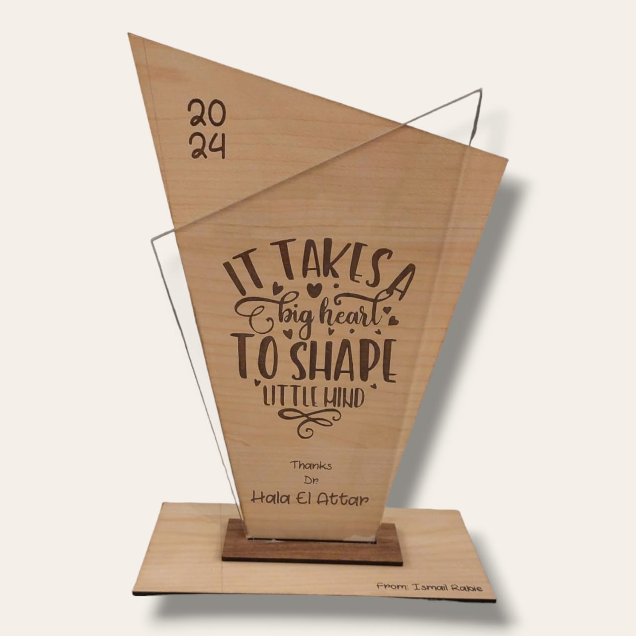 Acylic and wood trophy stand