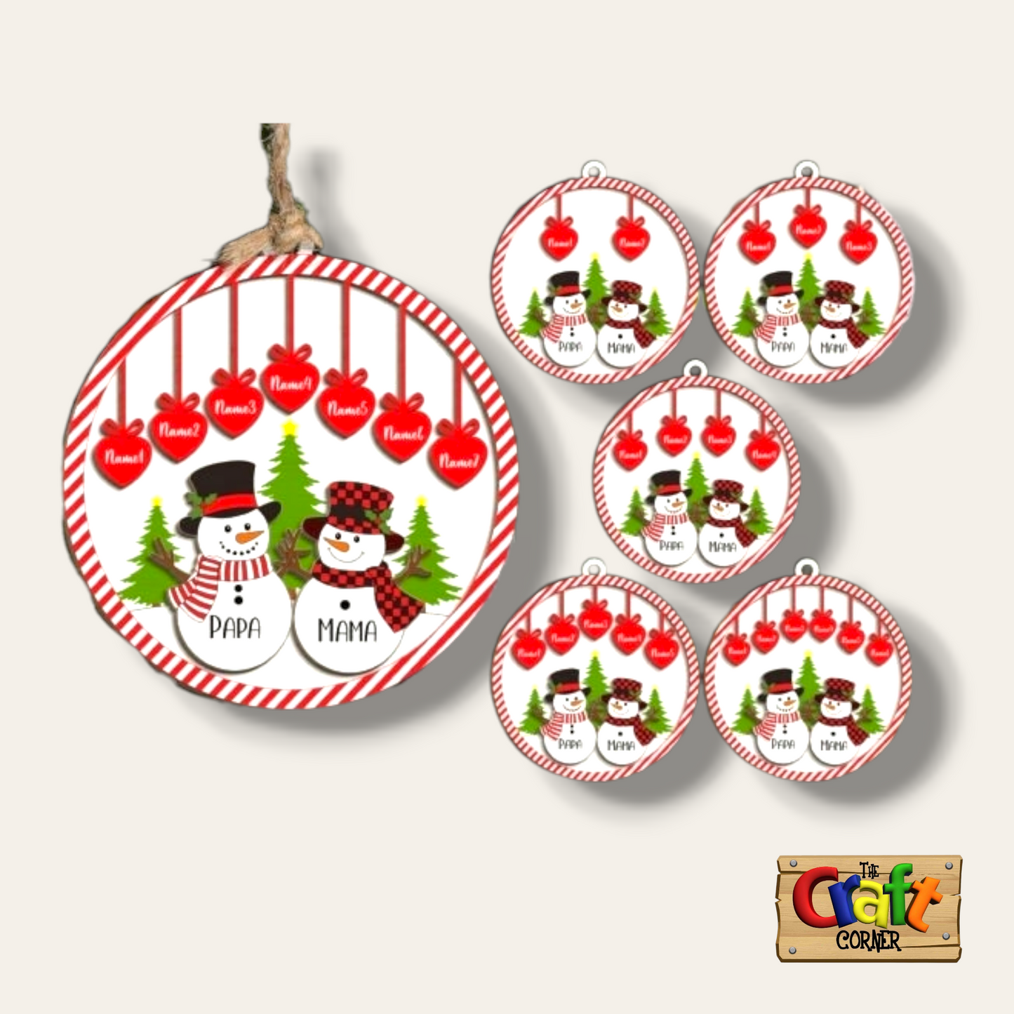 Ornament/Wall decor: Family personalized Snowmen ornament