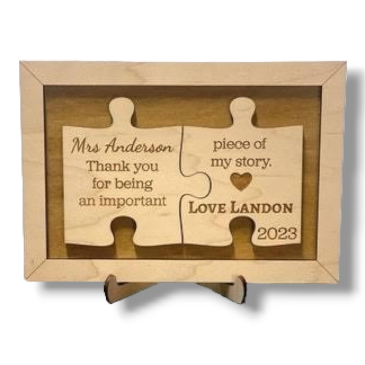 Wooden puzzle frame stand