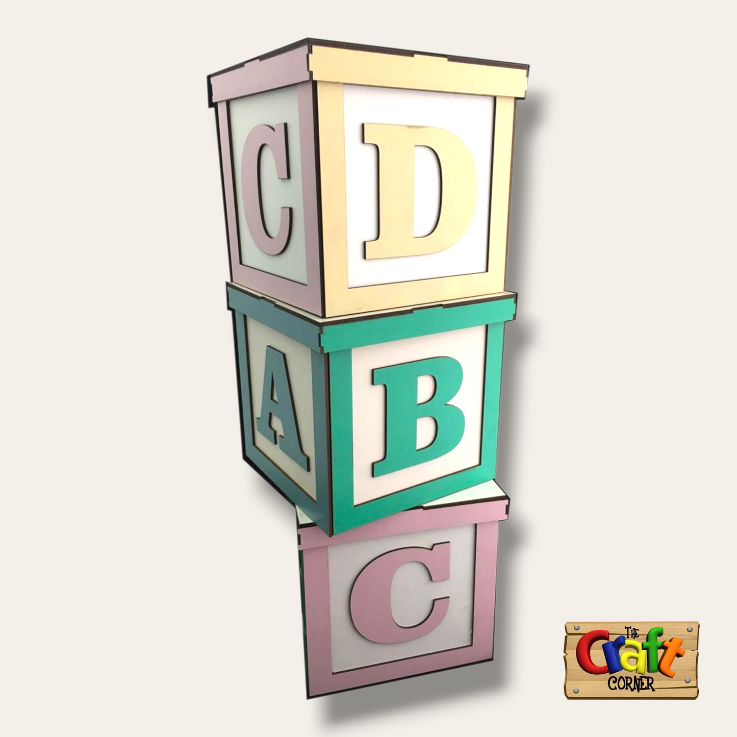 ABC wooden box with lid