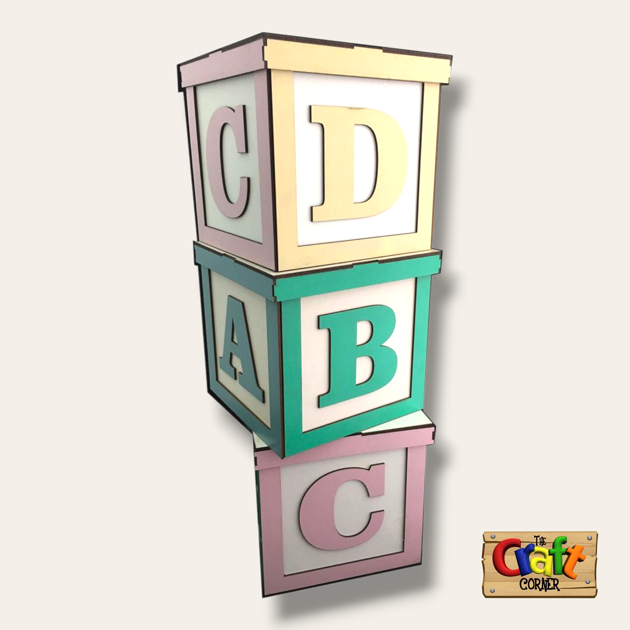 ABC wooden box with lid