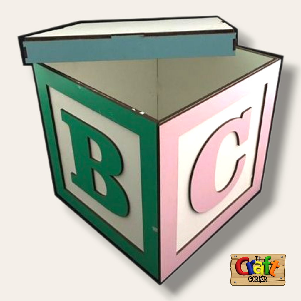 ABC wooden box with lid