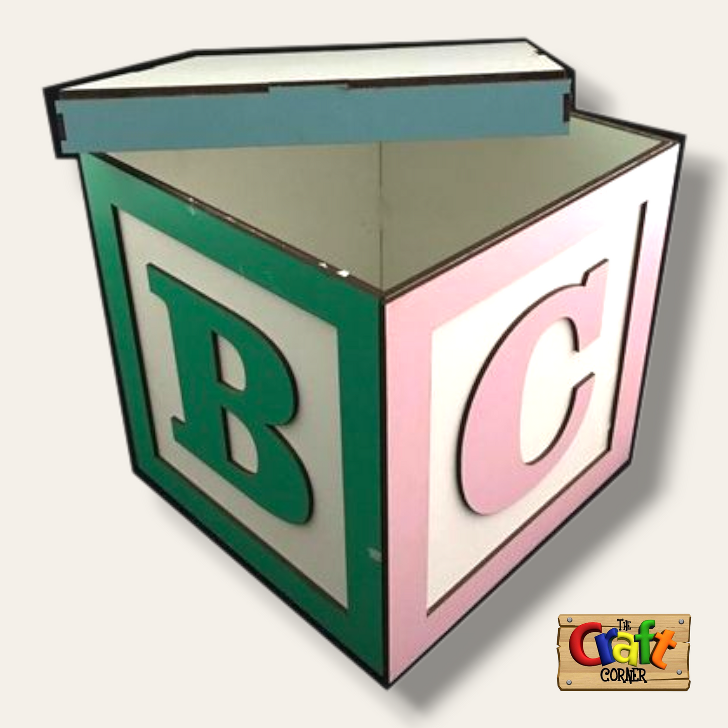 ABC wooden box with lid
