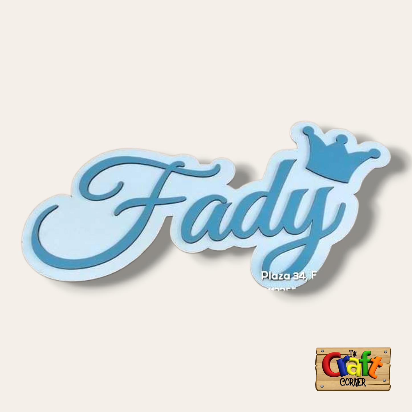 Wooden name with crown