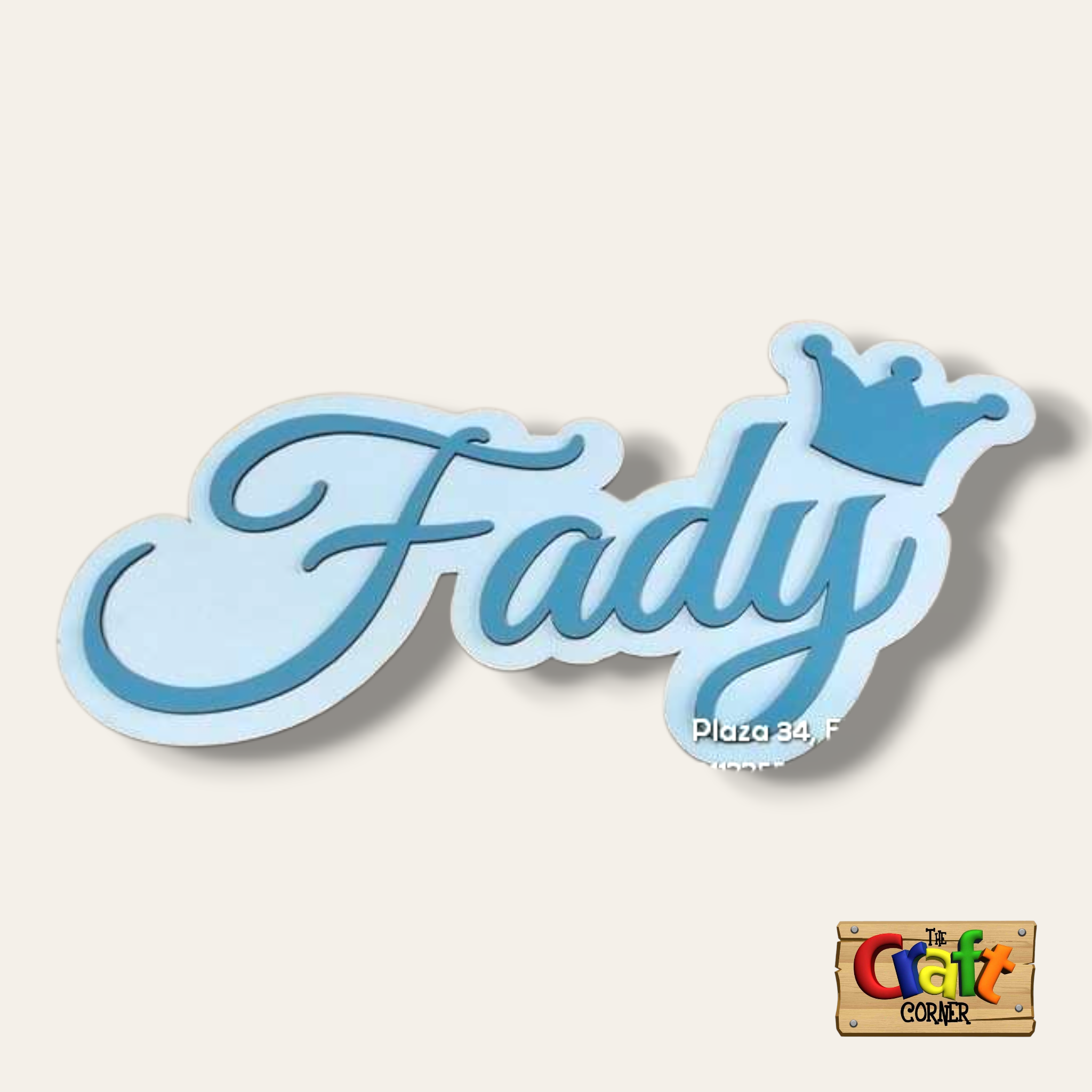 Wooden name with crown