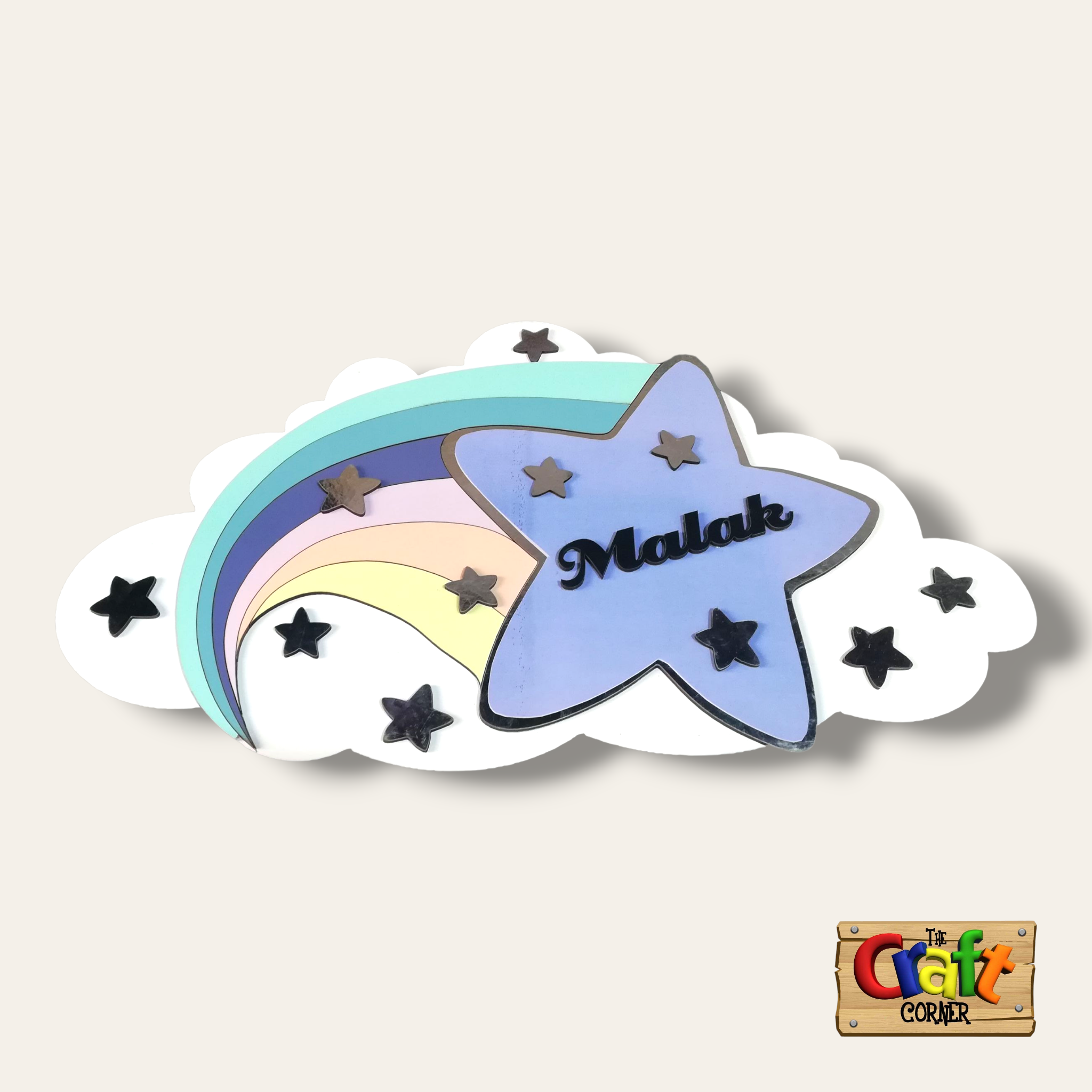 Cloud, star rainbow baby sign