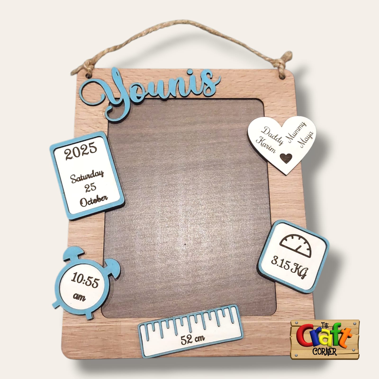 Baby first milestones wooden frame