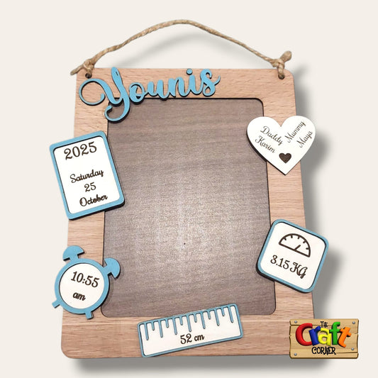 Baby first milestones wooden frame