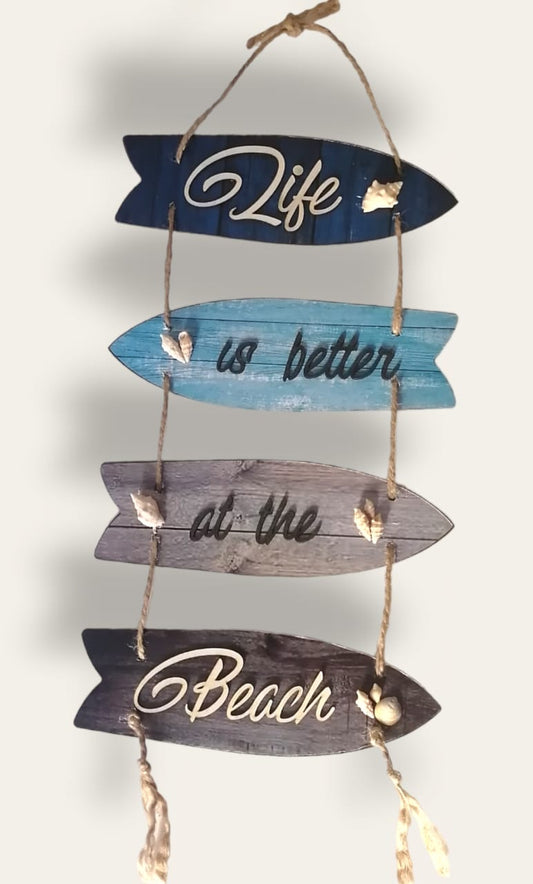 Life is better at the beach printed wooden wall art