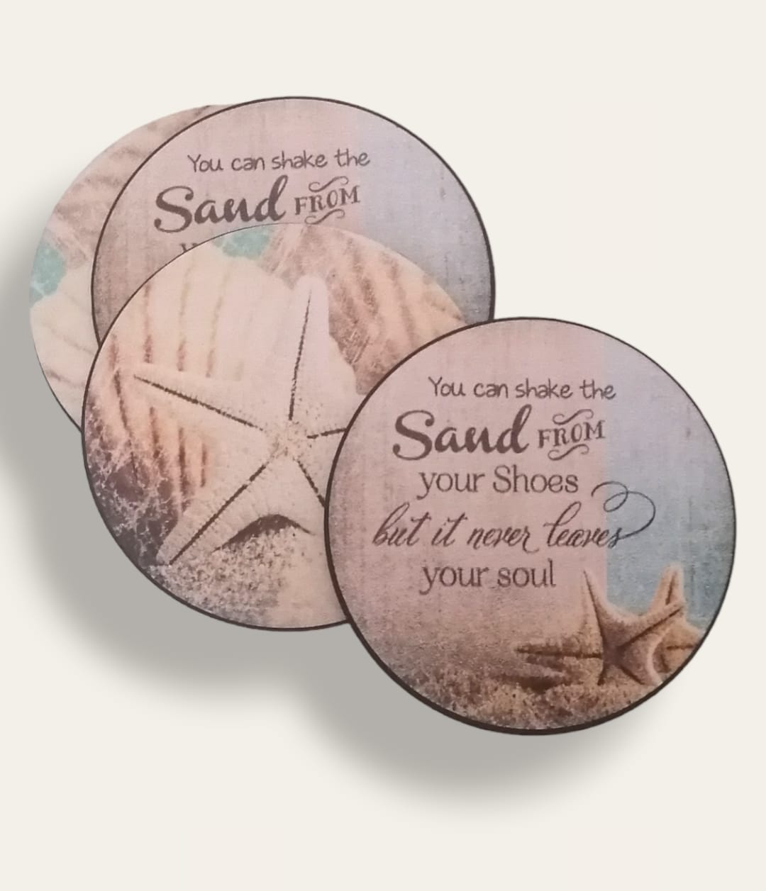 Beach wooden printed coasters 2 (set of 4)