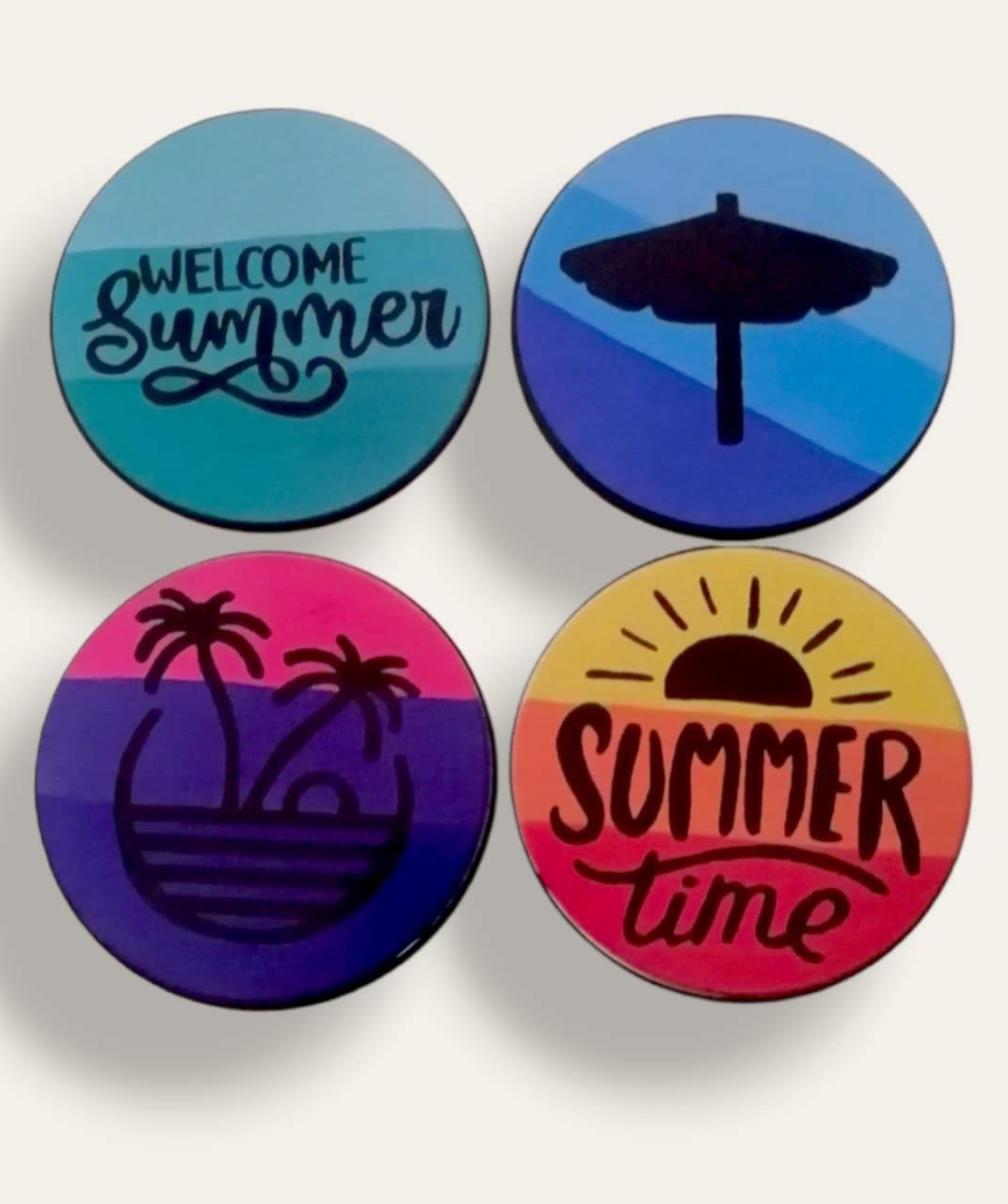 Beach wooden printed coasters 3 (Set of 4)