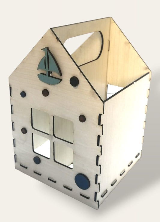 Wooden house pencil holder