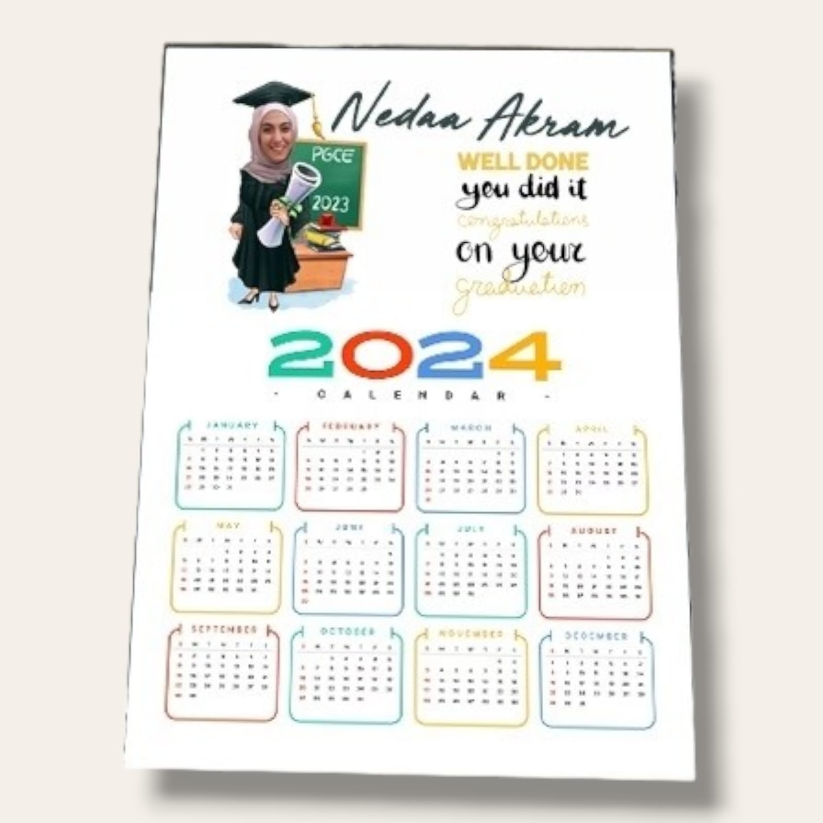 Caricature calendar wooden board