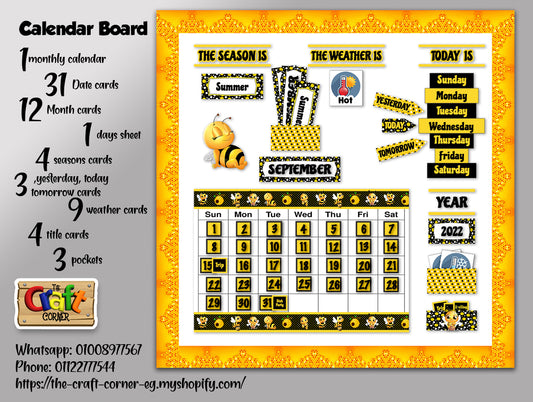 Bees Calendar Board set